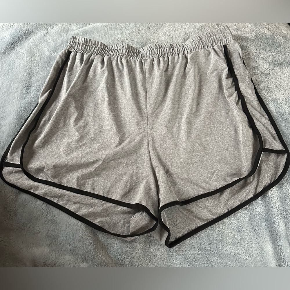 Gray Athletic Shorts with Black Trim